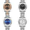 BINBOND B930 Metal Gear Luminous Quartz Watch 30M Waterproof Sports Watch, Color: White Steel-Black