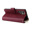For Samsung Galaxy S25 Ultra 5G 9-Card Slots Zipper Wallet Bag Leather Phone Case(Wine Red)