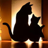 LED Light Control Sound Control Night Light Silhouette Light Shadow Light Cat Wall Light Black battery(Mother and child cat)