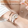 JIN SHI DUN 8831 Women Fashion Diamond Hollowed Waterproof Ceramic Mechanical Watch(Black)