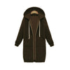 Women Hooded Long Sleeved Sweater In The Long Coat, Size: XXXXL(Coffee)