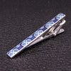 Brass Polished Gum Pattern Business Men Tie Clip, Color: Blue Clover