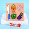 2 PCS Wood Blocks Cutting or Stringing Cube Puzzle Early Education Intelligence Toys For Children(Vegetables-Cutting)