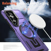For Samsung Galaxy S23 5G Shield Hollow Frame Holder MagSafe Phone Case(Purple)