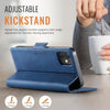 For iPhone 12 / 12 Pro AutSpace A11 Side Buckle MagSafe Magnetic RFID Phone Leather Case(Blue)