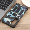 For Samsung Galaxy S24 FE 5G Camouflage Armor Kickstand TPU Hybrid PC Magnetic Phone Case(Light Blue)