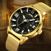 SKMEI 9166 Fashion Men Business Watch 30m Waterproof Metal Quartz Wristwatch(Gold)