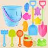 13pcs/Set Children Beach Toys Set Large Sand Shovel Bucket Sand Digging Tools Hourglass, Color: Blue Round Castle