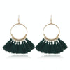 Tassel Earrings for Women Ethnic Big Drop Earrings Bohemia Fashion Jewelry Trendy Cotton Rope Fringe Long Dangle Earrings(Green)