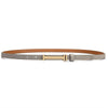 90cm Women Adjustable Leather Decorative Belt Casual Jeans Gold Buckle Thin Belt(Grey)