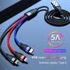 40W 5A USB to Micro USB + USB-C / Type-C + 8 Pin Fast Charging Cable, Cable Length: 2m