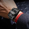 BINBOND B2311 30m Waterproof Men LED Luminous Multifunctional Quartz Watch, Color: Leather-White Steel-Blue
