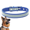 Reflective PU Leather Dog Collar, Dark Blue, Small