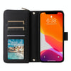 For iPhone 12 / 12 Pro Nine-card Slots Zipper Wallet Bag Leather Phone Case(Black)