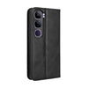 For vivo V40 Lite 4G / 5G IDN Magnetic Buckle Retro Texture Leather Phone Case(Black)