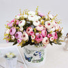 2 Bundle Retro Tea Roses Bride Bouquet Artificial Flowers(Light Pink)