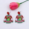 1pair Sweater Christmas Earrings Cute Elk Snowman  Earstuds, Color: Gift Box Red
