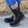 Winter Boots Women Boots Round Toe Platform Warm Females Boots Shoes, Size:35(Black)