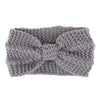 Winter Knitted Headband Turban Women Crochet Bow Wide Stretch Hairband Head Wrap(Grey)