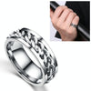Punk Rock Stainless Steel Rotatable Chain Rings, Ring Size:11(Silver)