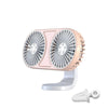 F211 Car Double Head With Led Electric Fan Car Air Outlet Instrument Panel USB Mini Fan(Pink)
