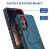 For Samsung Galaxy A25 5G Armor MagSafe Holder PC Hybrid TPU Phone Case(Dark Blue)
