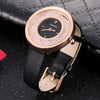 CAGARNY 6878 Water Resistant Fashion Women Quartz Wrist Watch with Leather Band(Black+Gold+Black)