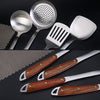 304 Stainless Steel Wooden Handle Kitchenware Home Kitchen Equipment, Style: Slotted Shovel