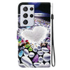 For Samsung Galaxy S21 Ultra 5G Crystal Texture Colored Drawing Leather Phone Case(Heart Shaped)