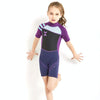 DIVE & SAIL WS-18813 2.5mm Children Warm Diving Suit One-piece Short-sleeved Sunscreen Snorkeling Suit Drifting Cold-proof Swimming Suit, Size: L(Black Purple Sleeve)