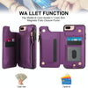 For iPhone 8 Plus / 7 Plus Double Flap Zipper RFID Leather Phone Case with Short Lanyard(Dark Purple)