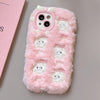 For iPhone 13 Embroidered Plush TPU Phone Case(White Pig)