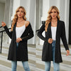 Autumn And Winter Women Button Long Sleeve Loose Cardigan Jacket, Size: M(Black)