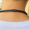 NC441 Stainless Steel Magnet Clasp Lava Stone Leather Collar Necklace(Circumference 44cm)