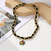 N2209-8 Black Flower Cloth Ladies Metal Temperament Necklace Clavicle Chain