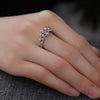 Women Crystal Ring Fashion Love Heart Crown Rhinestone Ring(Blue Diamond)