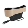 Car Multi-functional Driver Seat Console PU Leather Box Cigarette Lighter Charging Pocket Cup Holder Seat Gap Side Storage Box(Beige)