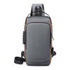 WEPOWER Men Chest Bag Anti-Theft Password Lock Locomotive Bag Messenger Bag(Gray Brown)