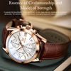 OLEVS 2872 Men Three Eyes Six Needles Chronograph Waterproof Quartz Watch(White + Rose Gold)
