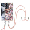 For Samsung Galaxy S25 Ultra 5G Electroplating Pattern IMD TPU Shockproof Case with Neck Lanyard(Pink Scales)