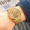 FORSINING F980 Luminous Three Eye Six Shot Weekly Steel Belt Men Fully Automatic Mechanical Watch(Blue Belt Blue Face)