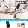 For Samsung Galaxy S25+ 5G Tri-fold Holder Leather Phone Case with Card Slot(Rose Gold)