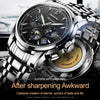 JIN SHI DUN 8750 Men Fashion Waterproof Luminous Mechanical Watch(Silver Black)