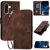For Samsung Galaxy A36 5G Grid Butterfly Embossed Pattern Leather Phone Case with Lanyard(Coffee)
