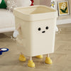 Cute Square Trash Can Household Living Room Bathroom Garbage Bin, Style: 12L Sitting Brown