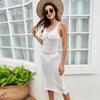 Hollow Sunscreen Cover-up Bikini Outside Cover Long Beach Dress, Size: L(White)
