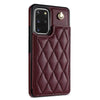 For Samsung Galaxy S20 FE 5G Rhombic Dual Buckle Card Slots Phone Case with Lanyard(Wine Red)