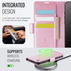 For iPhone 13 AutSpace A11 Side Buckle MagSafe Magnetic RFID Phone Leather Case(Rose Gold)