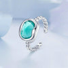 BSR323 Sterling Silver S925 Silver Synthetic Paraiba White Gold Plated Ring(Open Adjustable)