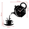 Creative DIY Acrylic Coffee Cup Teapot 3D Wall Clock Decorative Kitchen Wall Clocks Living Room Dining Room Home Decor Clock(Red)